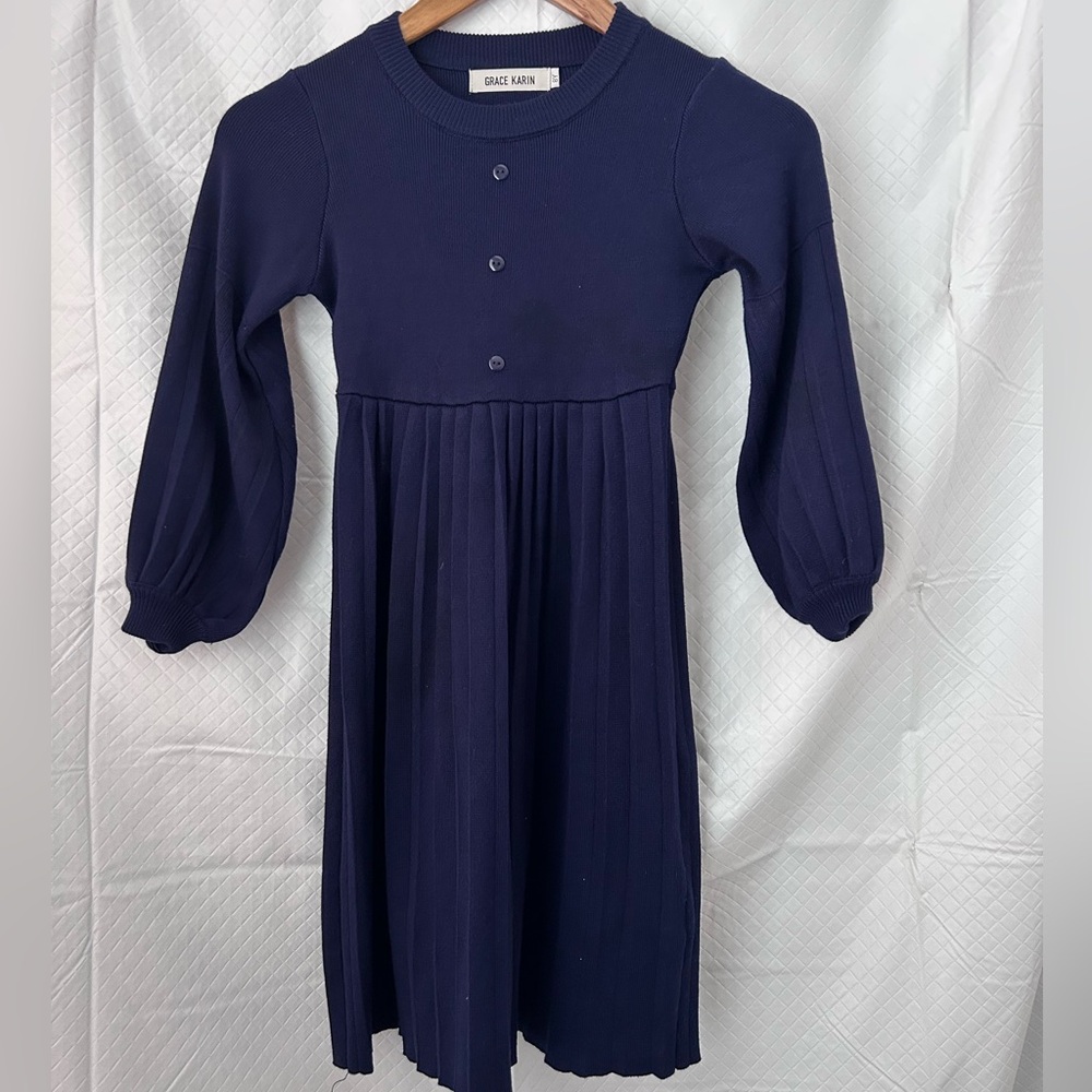 Grace Karin Dark Blue Kids Casual Dress
